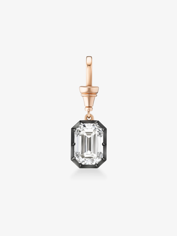 5.0CT Blackened Bezel Emerald Cut Lab Grown Diamond Georgian Style Cut-Down Setting Pendant