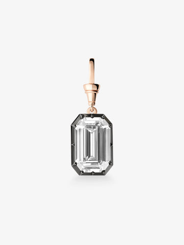 12.0CT Bezel Emerald Cut Lab Grown Diamond Georgian Style Cut-Down Setting Pendant