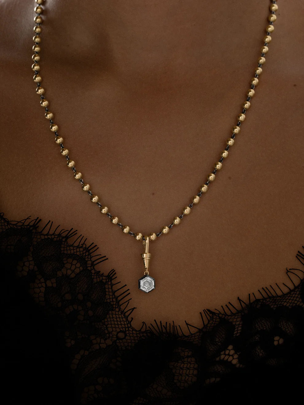 2.0CT Bezel Set Hexagon Lab Grown Diamond Georgian Style Cut-Down Setting Pendant