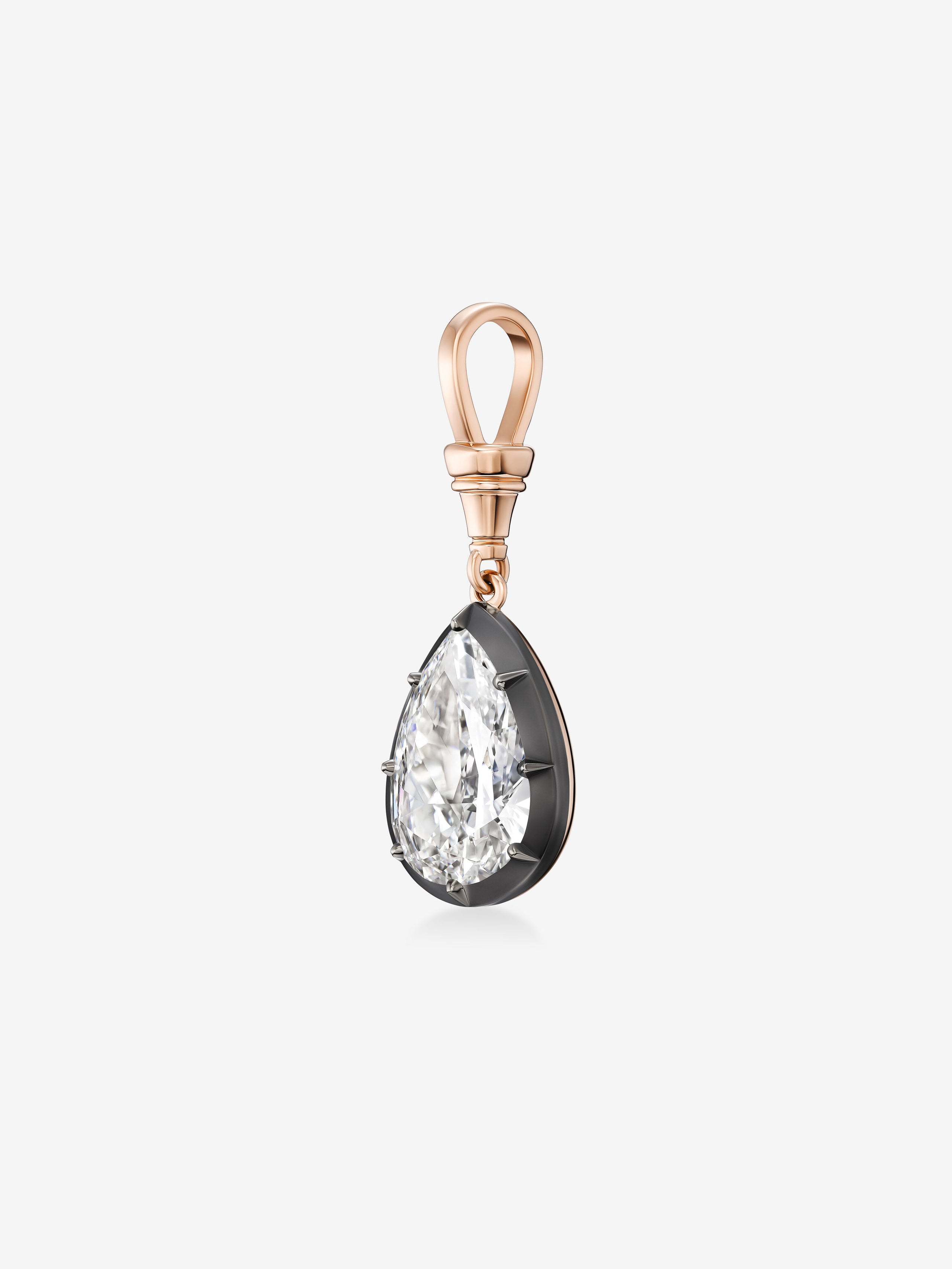6.0CT Bezel Set Pear Lab Grown Diamond Georgian Style Cut-Down Setting Pendant
