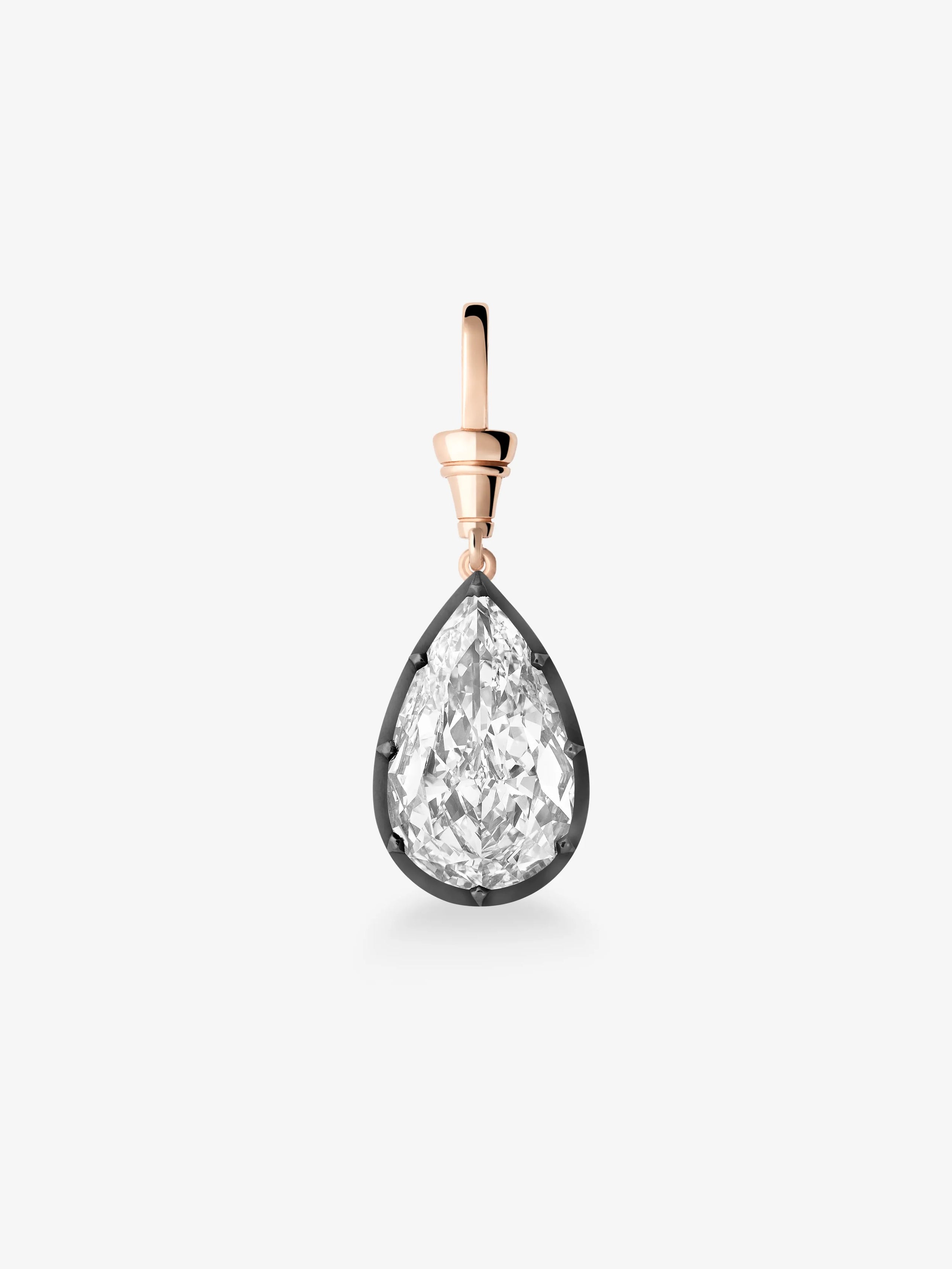 10.0CT Bezel Set Pear Lab Grown Diamond Georgian Style Cut-Down Setting Pendant