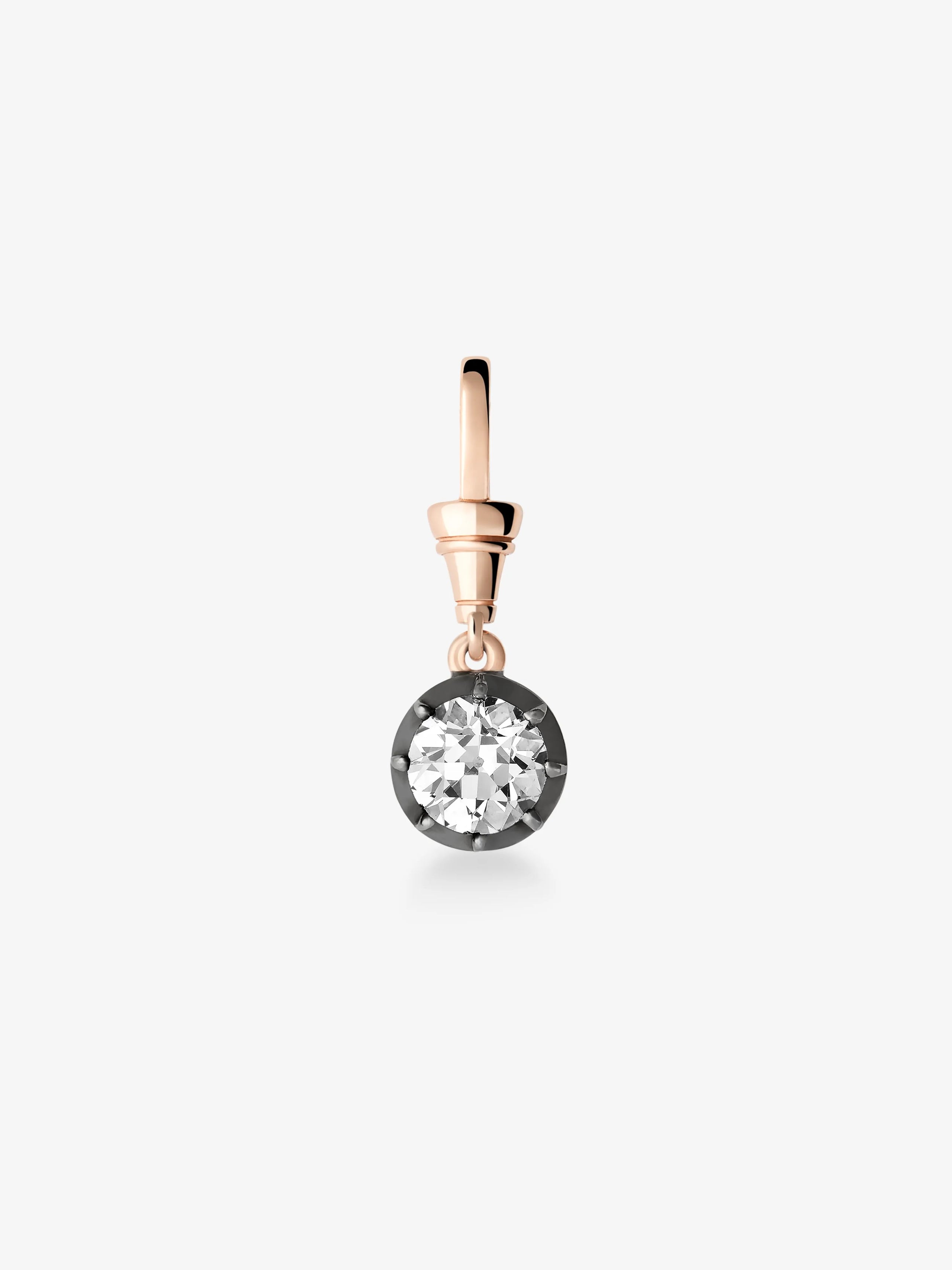 1.0CT Blackened Bezel Round Lab Grown Diamond Georgian Style Cut-Down Setting Pendant