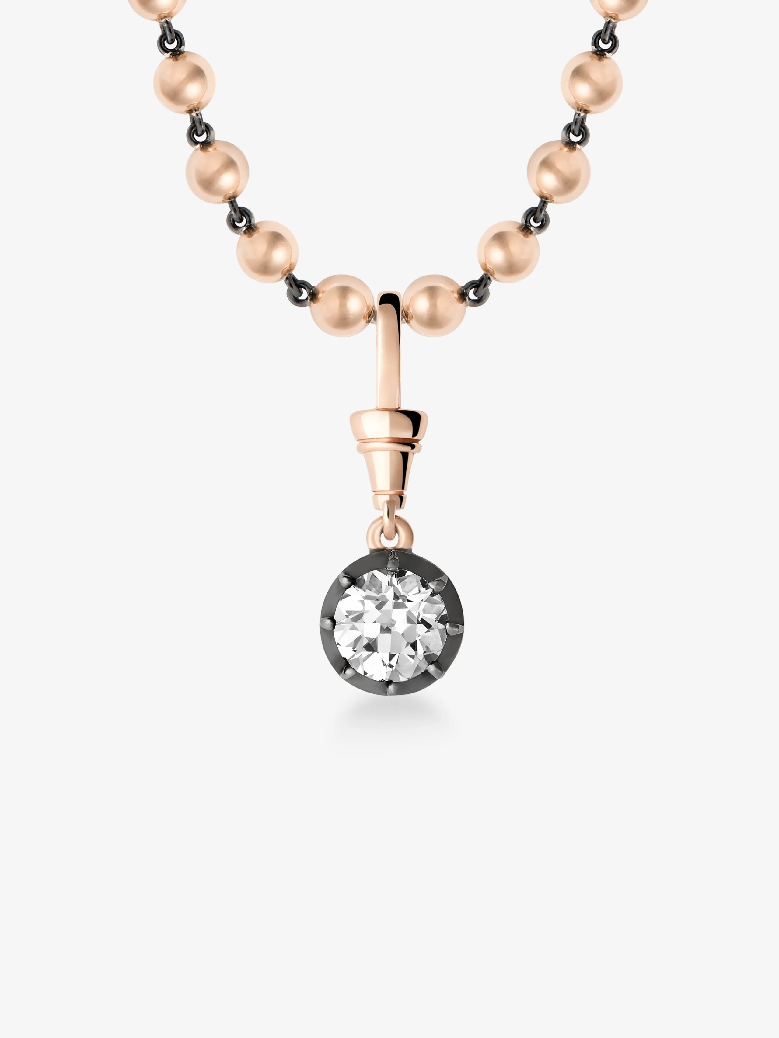 1.0CT Blackened Bezel Round Lab Grown Diamond Georgian Style Cut-Down Setting Pendant