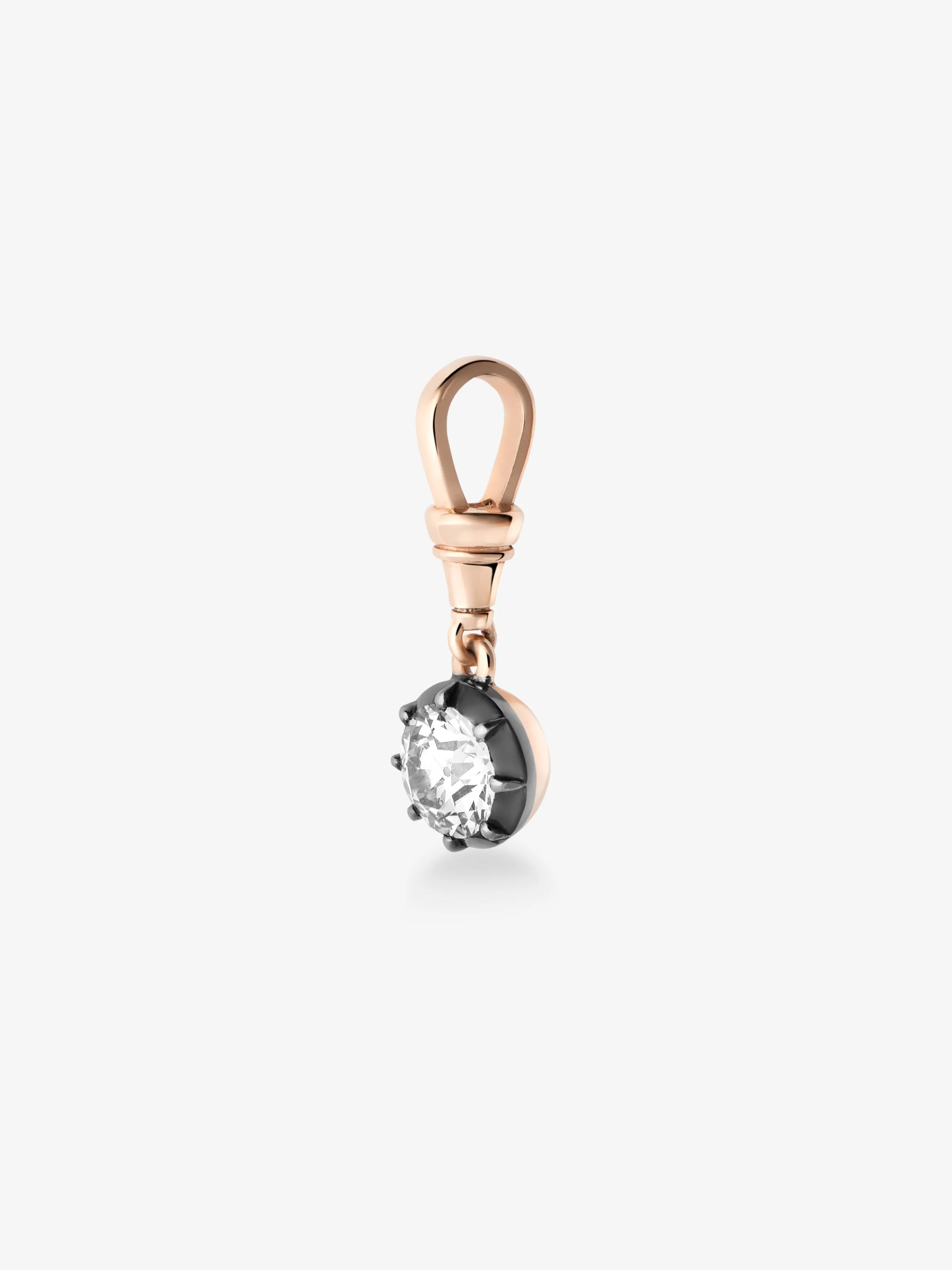 1.0CT Blackened Bezel Round Lab Grown Diamond Georgian Style Cut-Down Setting Pendant