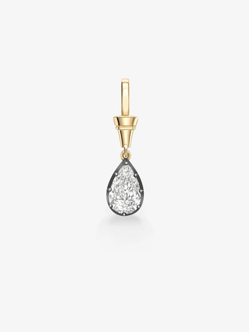 3.0CT Blackened Bezel Pear Lab Grown Diamond Georgian Style Cut-Down Setting Pendant