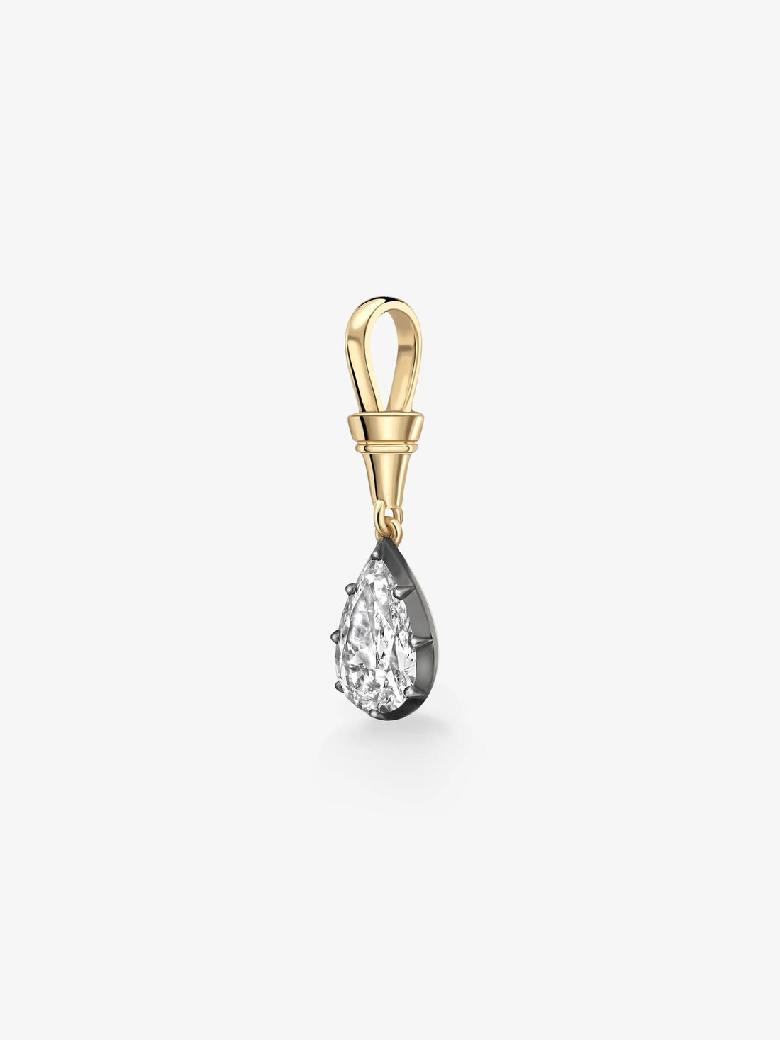 3.0CT Blackened Bezel Pear Lab Grown Diamond Georgian Style Cut-Down Setting Pendant