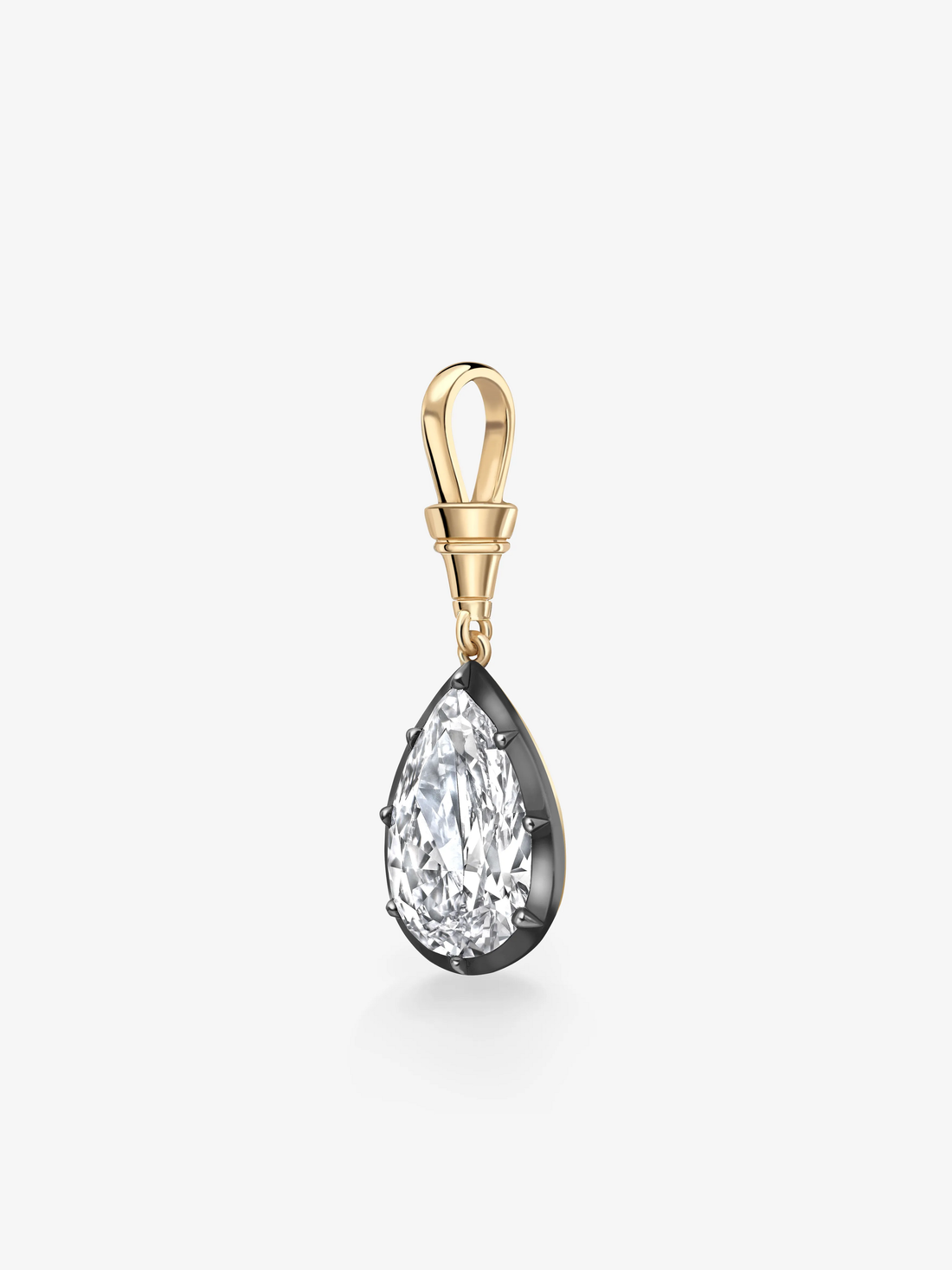 6.0CT Bezel Set Pear Lab Grown Diamond Georgian Style Cut-Down Setting Pendant