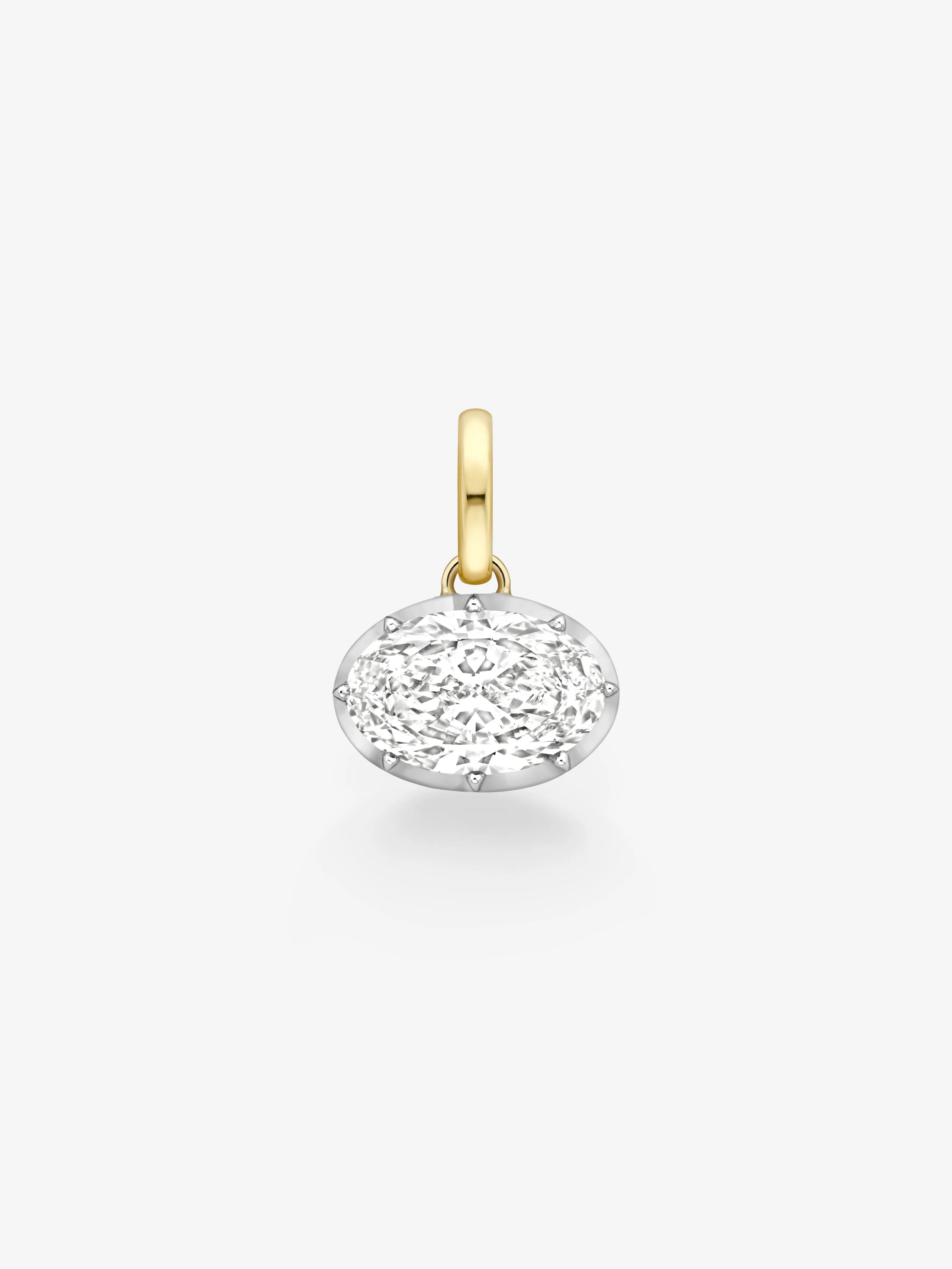 8.0CT Bezel Set Oval Lab Grown Diamond Georgian Style Cut-Down Setting Pendant