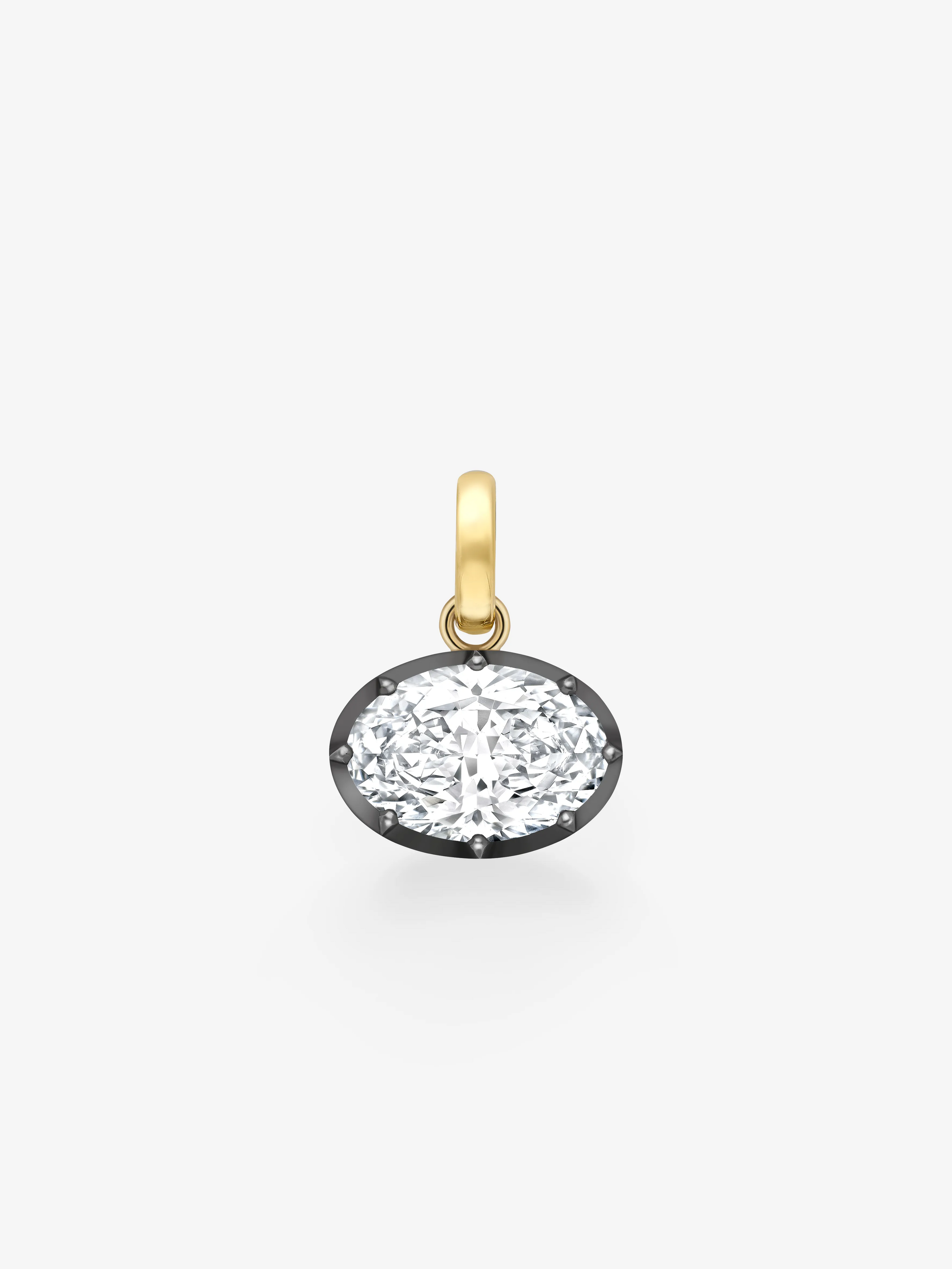 6.0CT Bezel Set Oval Lab Grown Diamond Georgian Style Cut-Down Setting Pendant