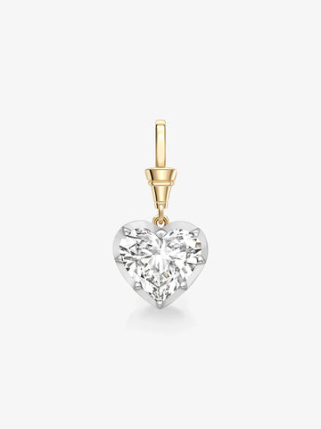 7.0CT Bezel Set Heart Lab Grown Diamond Georgian Style Cut-Down Setting Pendant