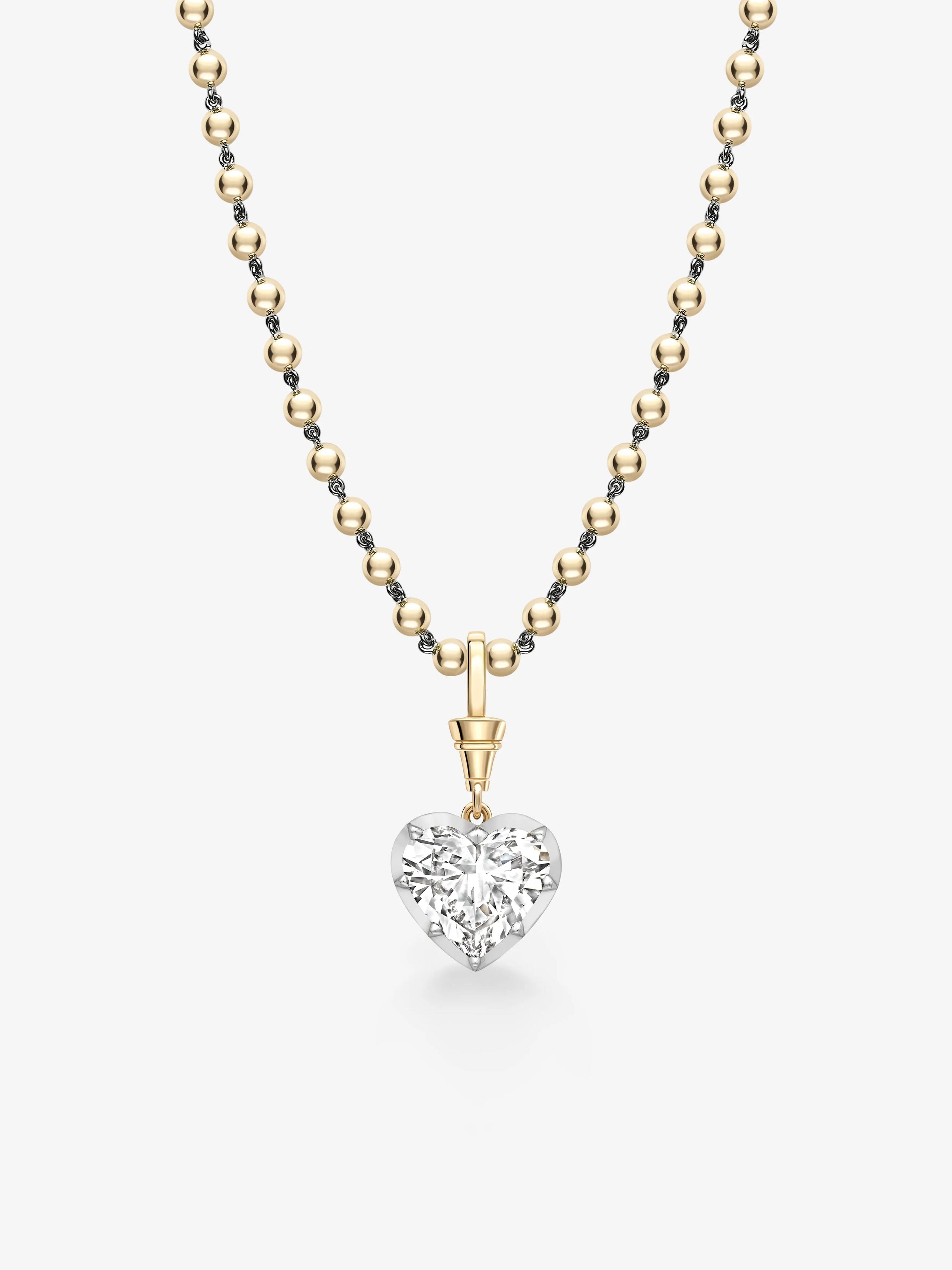 7.0CT Bezel Set Heart Lab Grown Diamond Georgian Style Cut-Down Setting Pendant