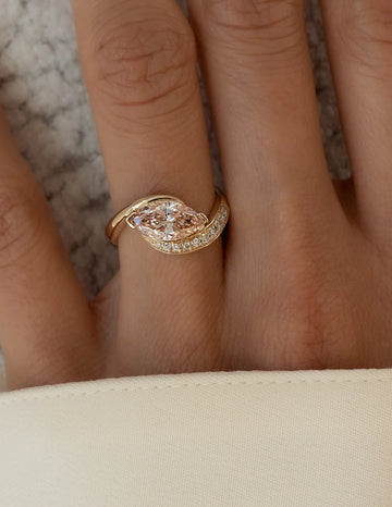 1.0CT Pink Marquise Lab Grown Diamond Pave Unique Ring