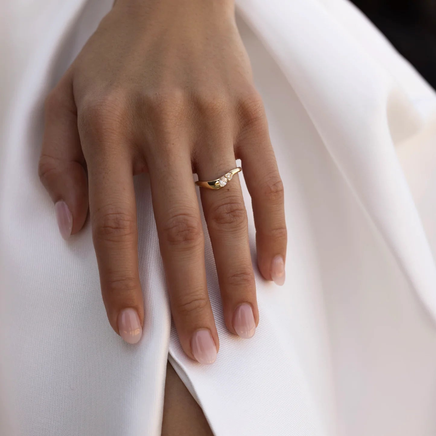 Oval Cut Lab Grown Diamond Curved Wedding Band
