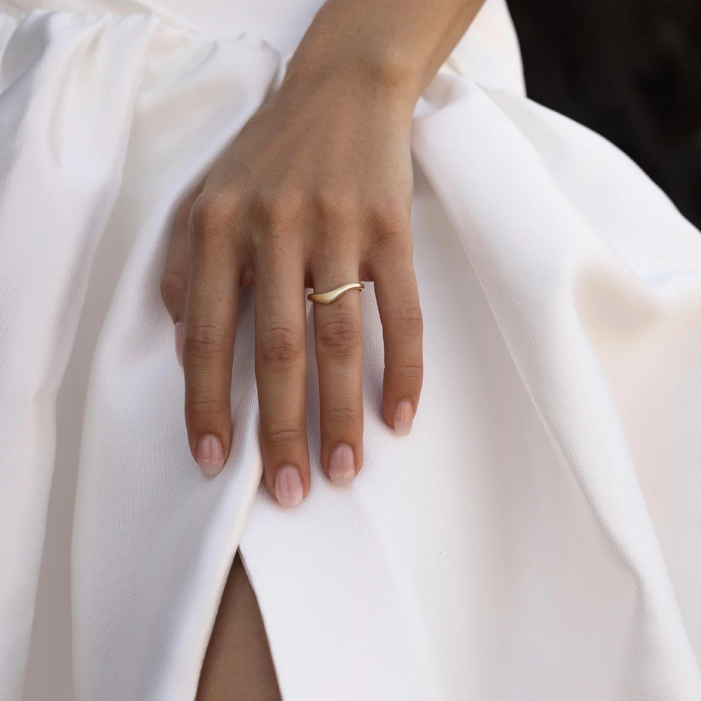 14K Solid Gold Curved Wedding Band