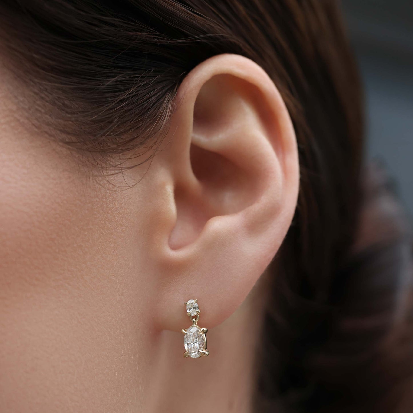Oval Lab Grown Diamond Double Drop Earrings