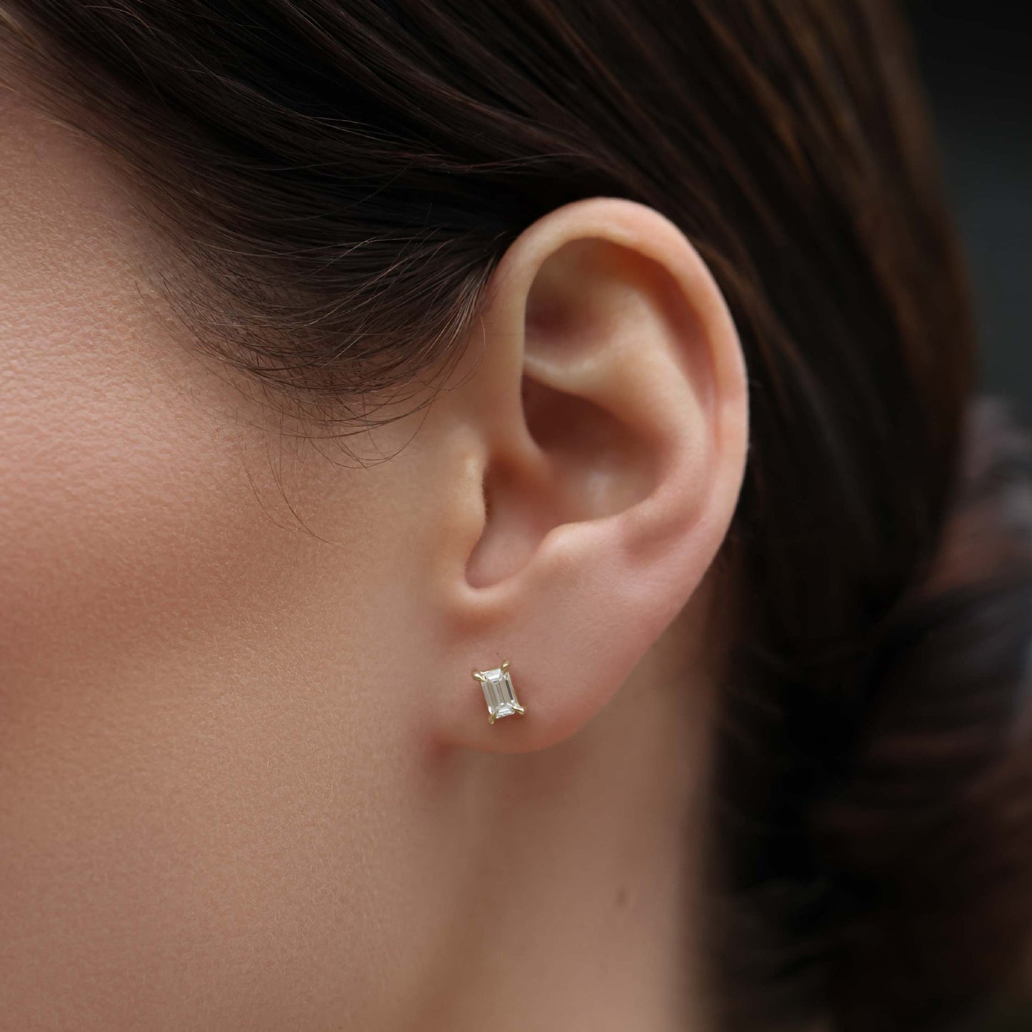 Emerald Cut Lab Grown Diamond Stud Earrings