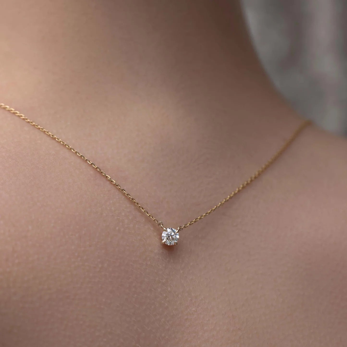 1.0CT Round Cut Lab Grown Diamond Pendant Necklace