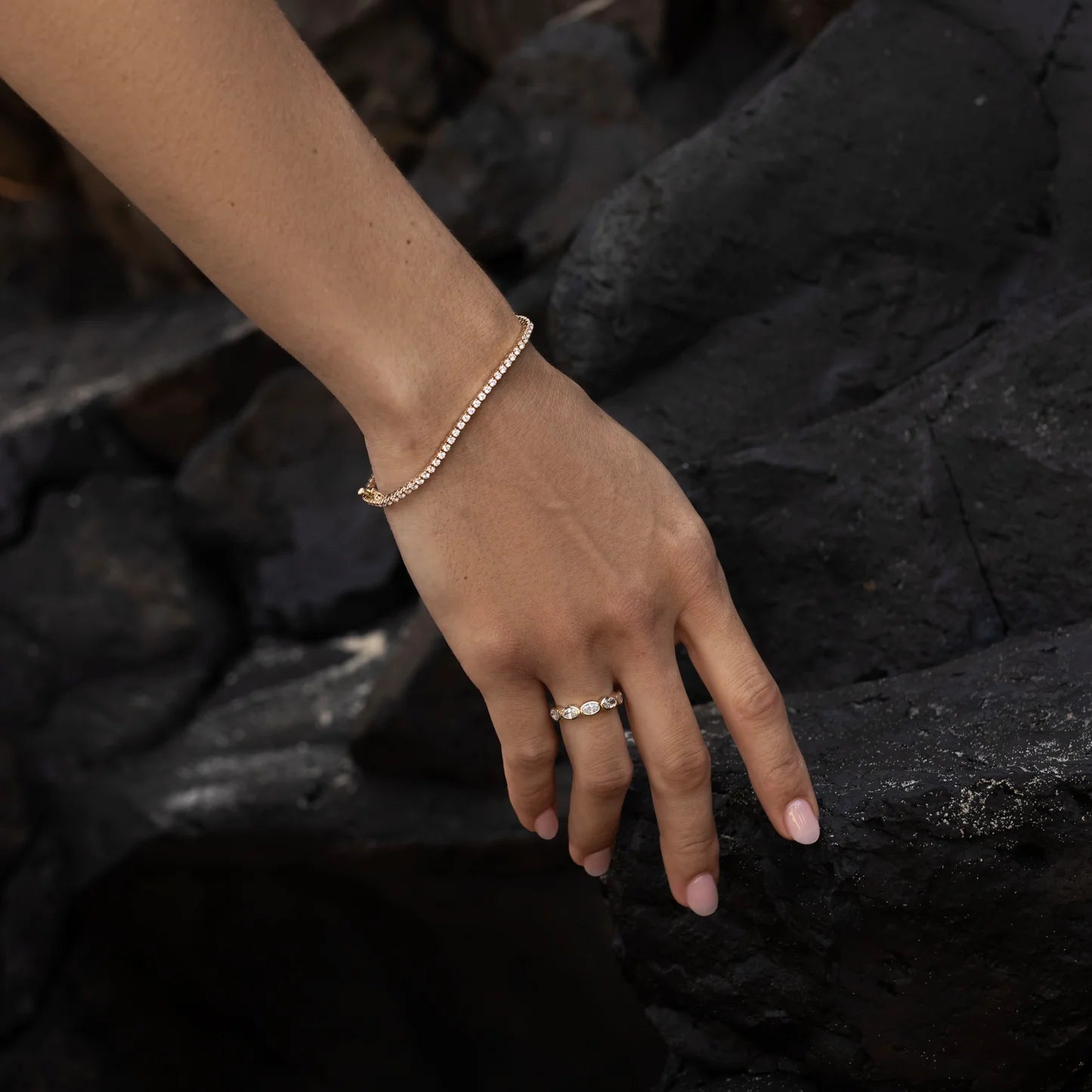 Horizontal Oval Lab Grown Diamond Bezel Wedding Band