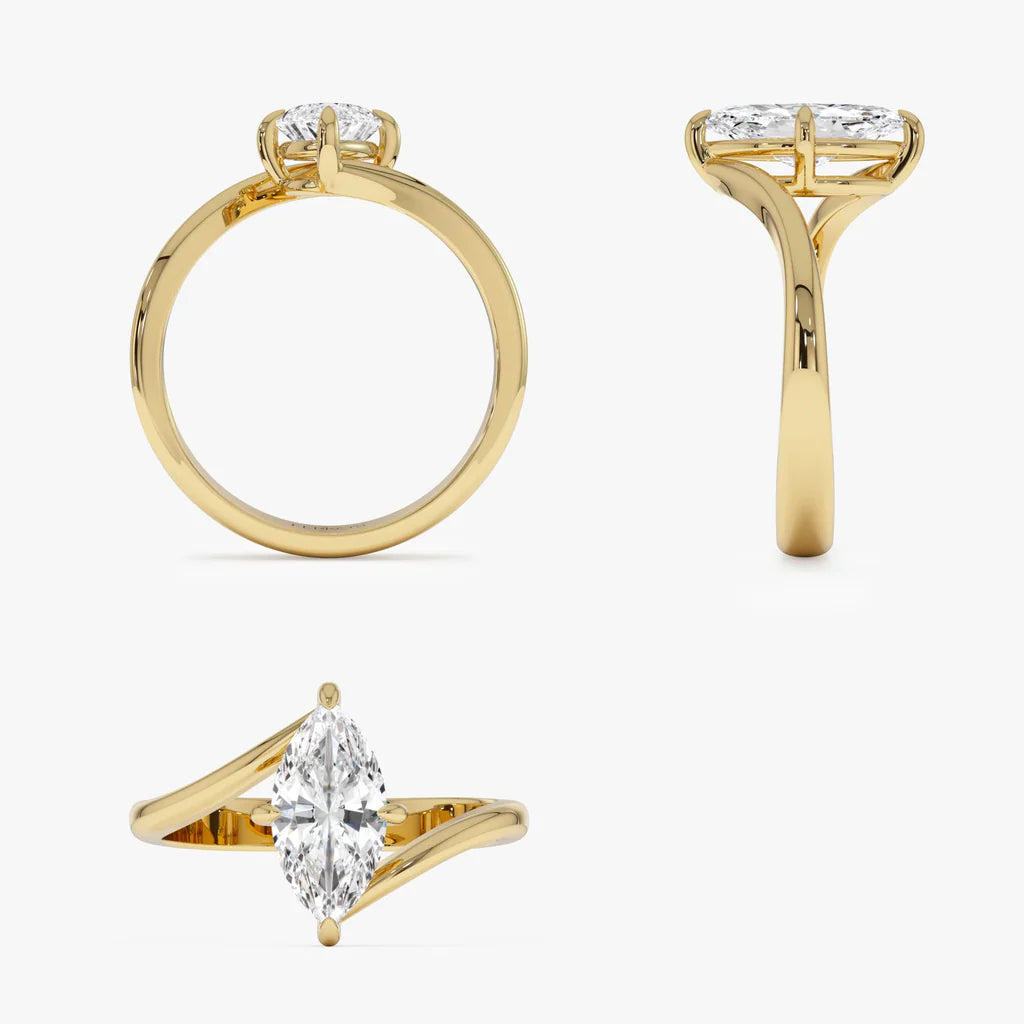 1.50CT Marquise Lab Grown Diamond Bypass Engagement Ring