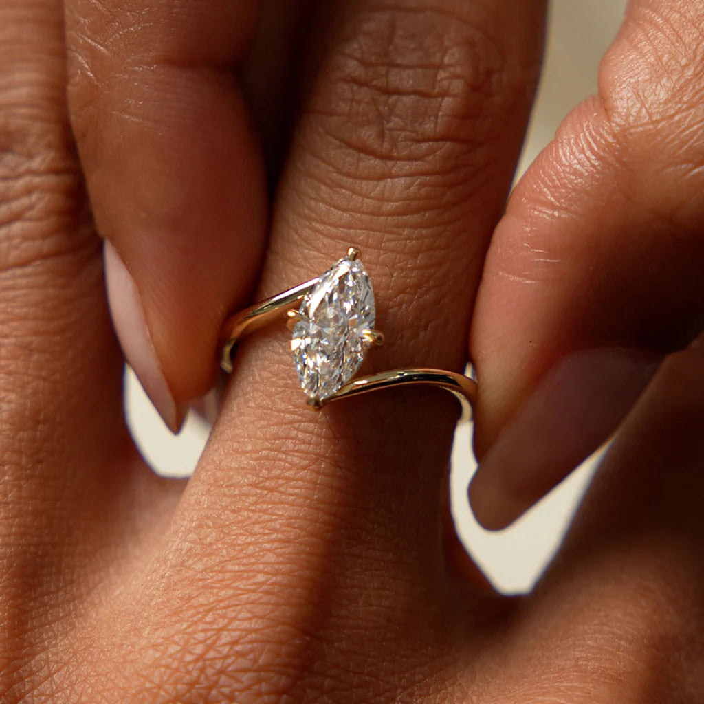 1.50CT Marquise Lab Grown Diamond Bypass Engagement Ring