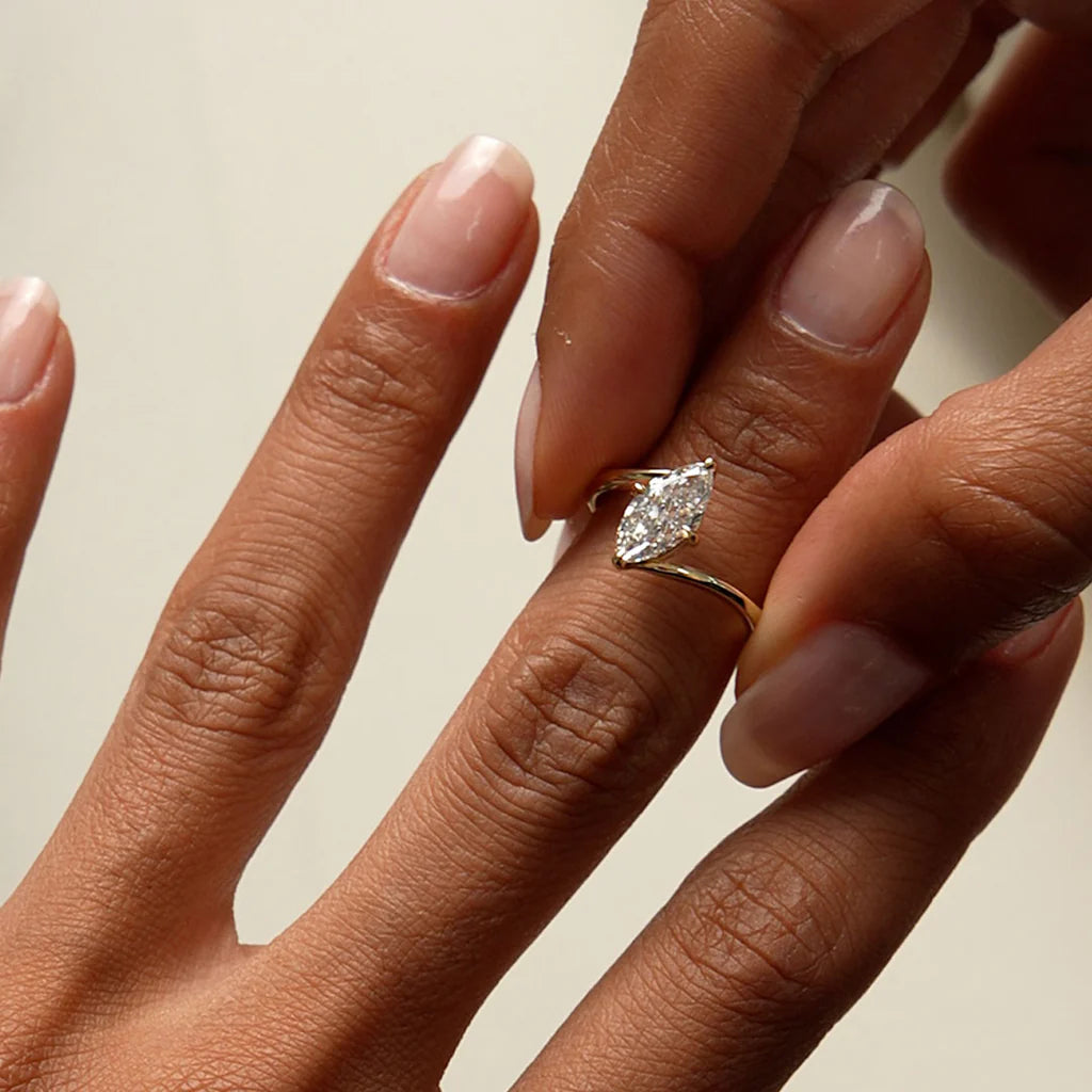 1.50CT Marquise Lab Grown Diamond Bypass Engagement Ring