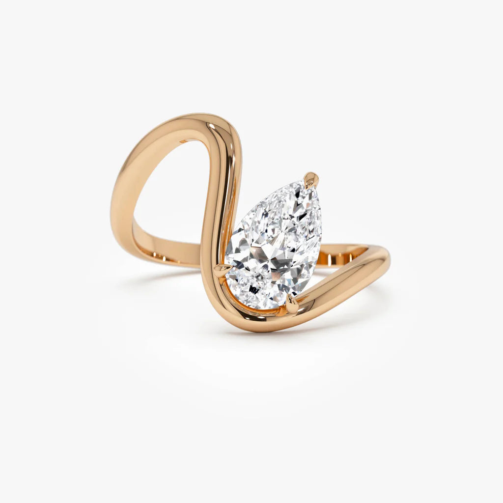 1.0CT Pear Lab Grown Diamond Bypass Engagement Ring