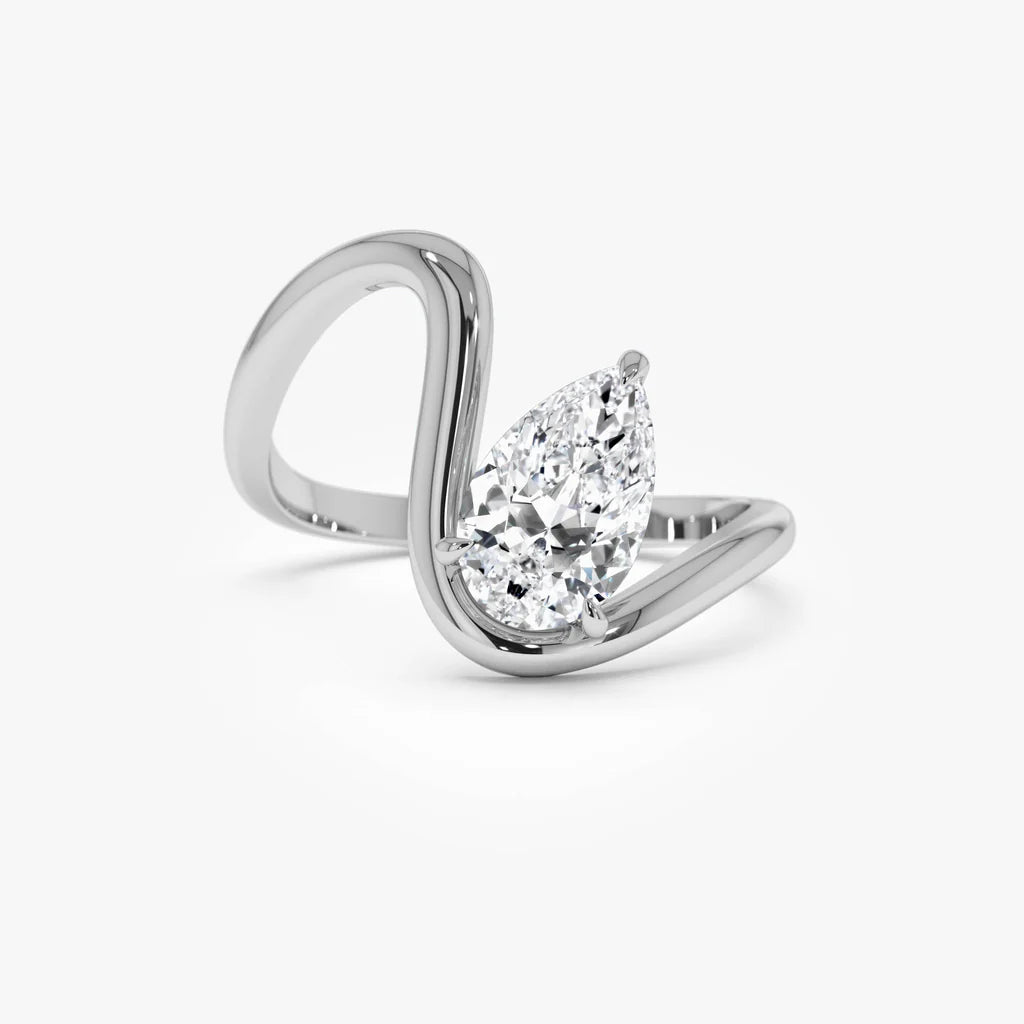 1.0CT Pear Lab Grown Diamond Bypass Engagement Ring