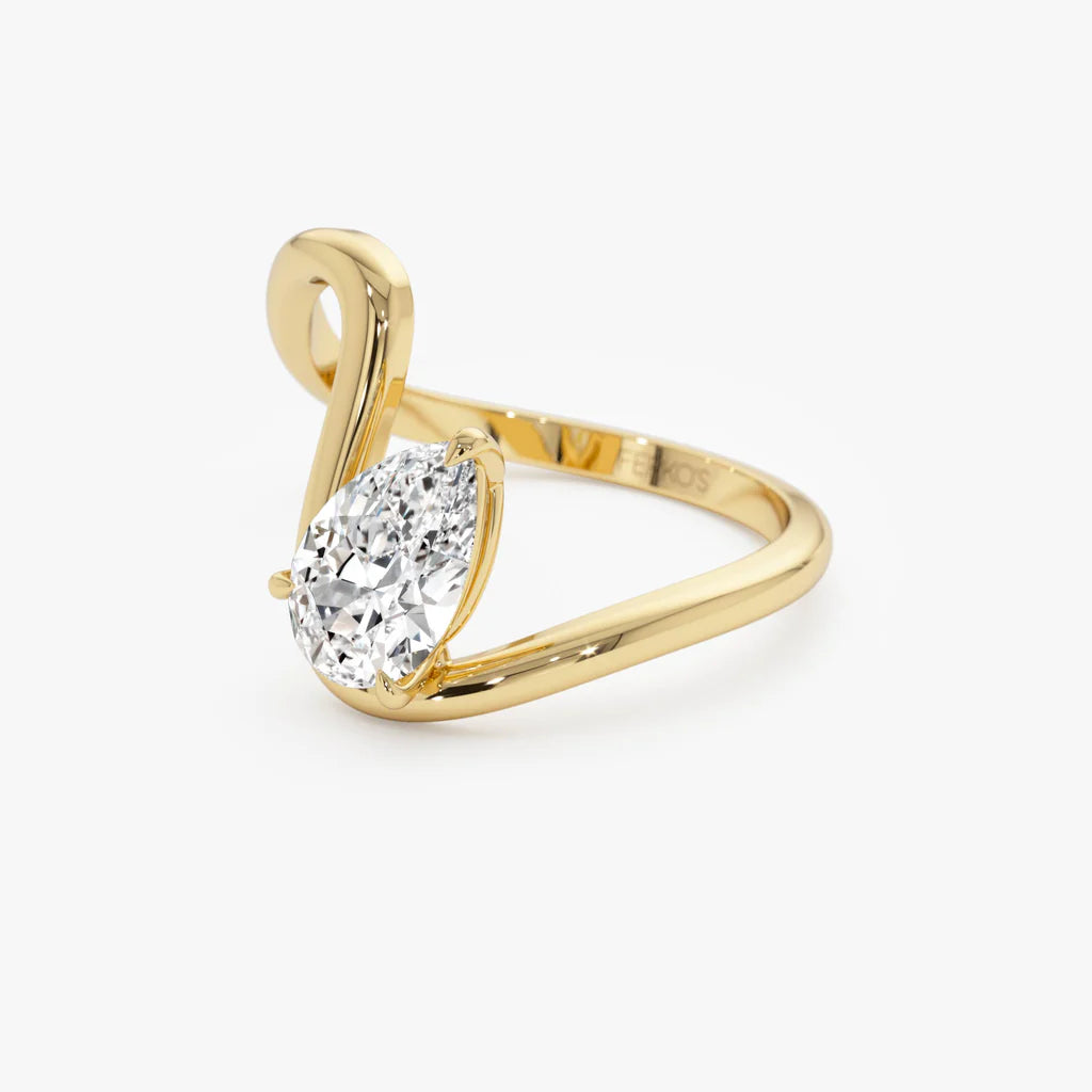 1.0CT Pear Lab Grown Diamond Bypass Engagement Ring