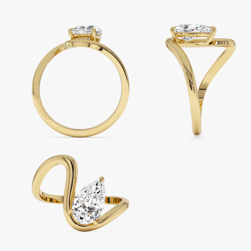 1.0CT Pear Lab Grown Diamond Bypass Engagement Ring