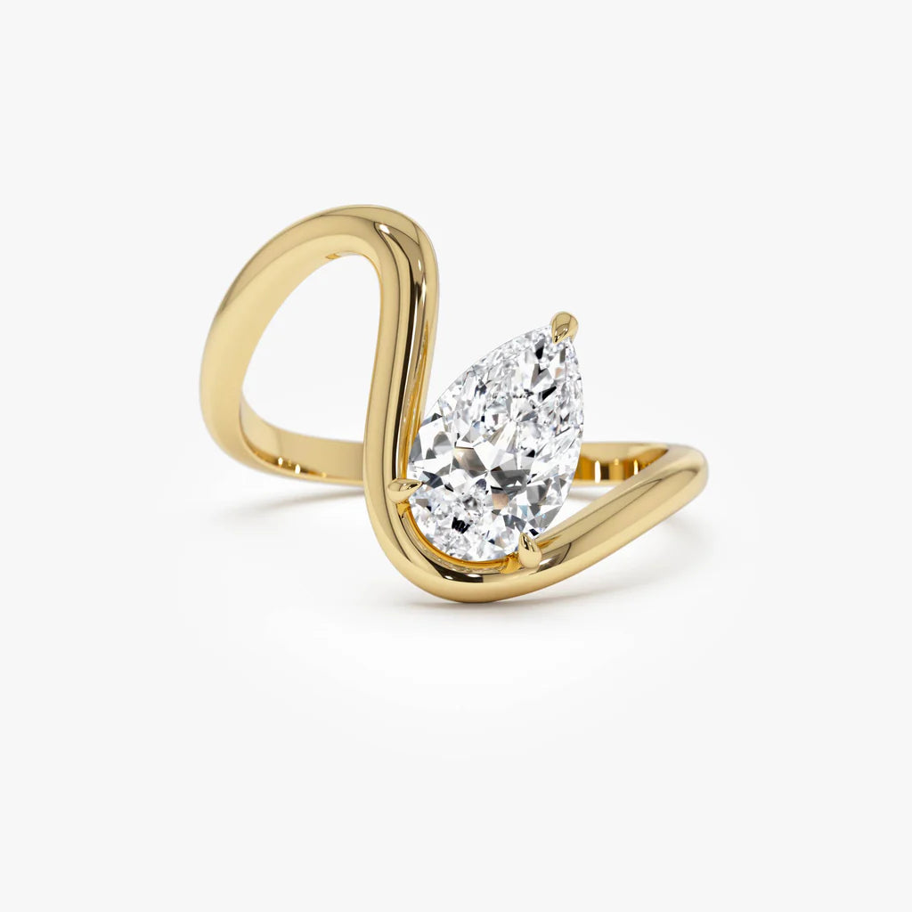 1.0CT Pear Lab Grown Diamond Bypass Engagement Ring