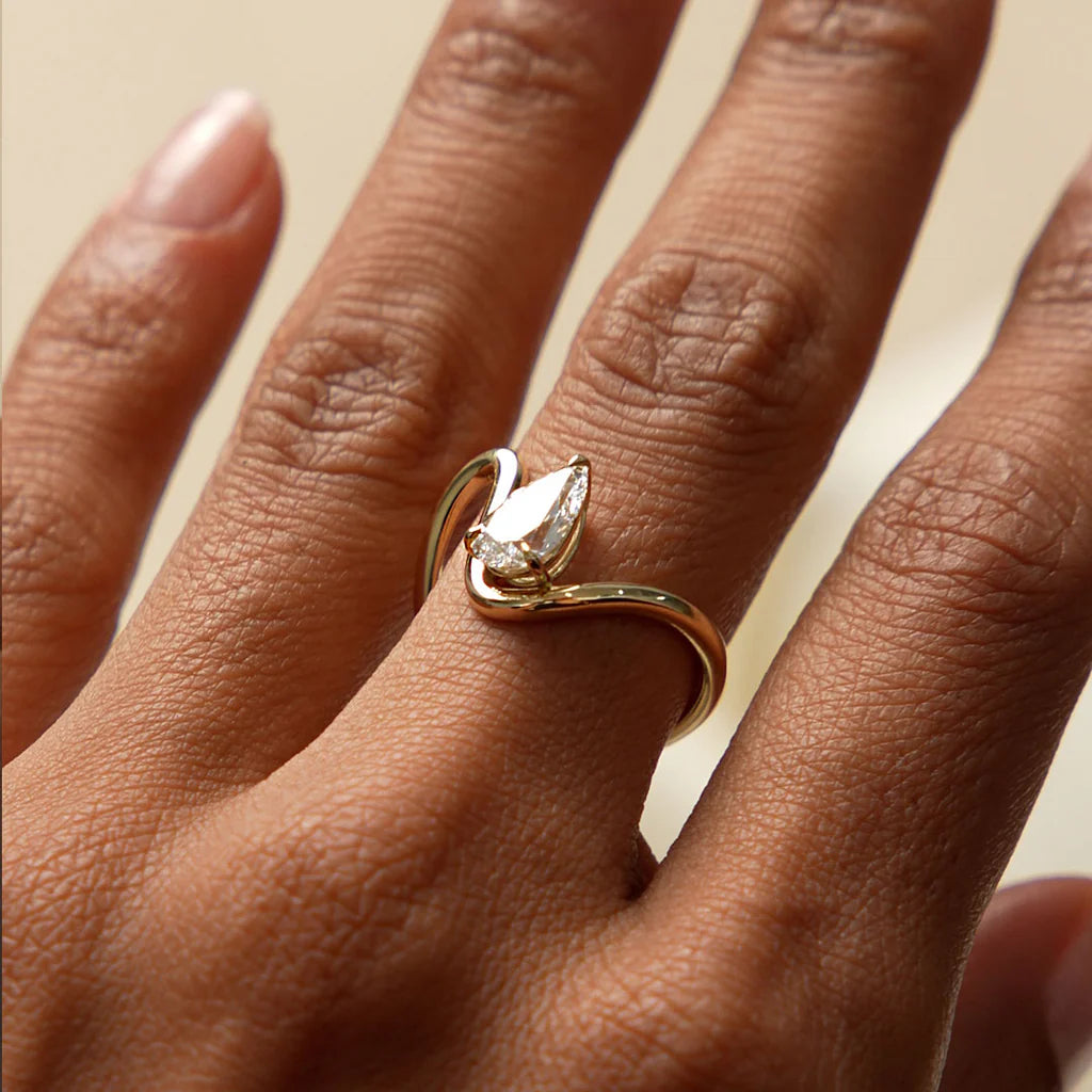 1.0CT Pear Lab Grown Diamond Bypass Engagement Ring