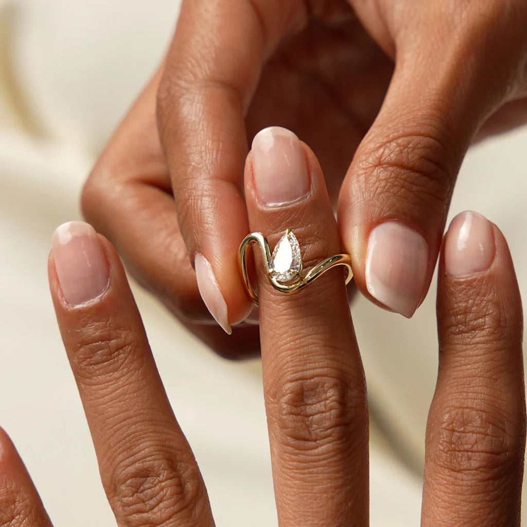 1.0CT Pear Lab Grown Diamond Bypass Engagement Ring