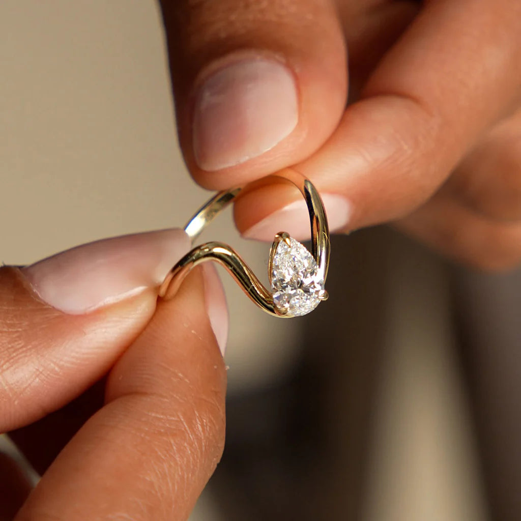 1.0CT Pear Lab Grown Diamond Bypass Engagement Ring