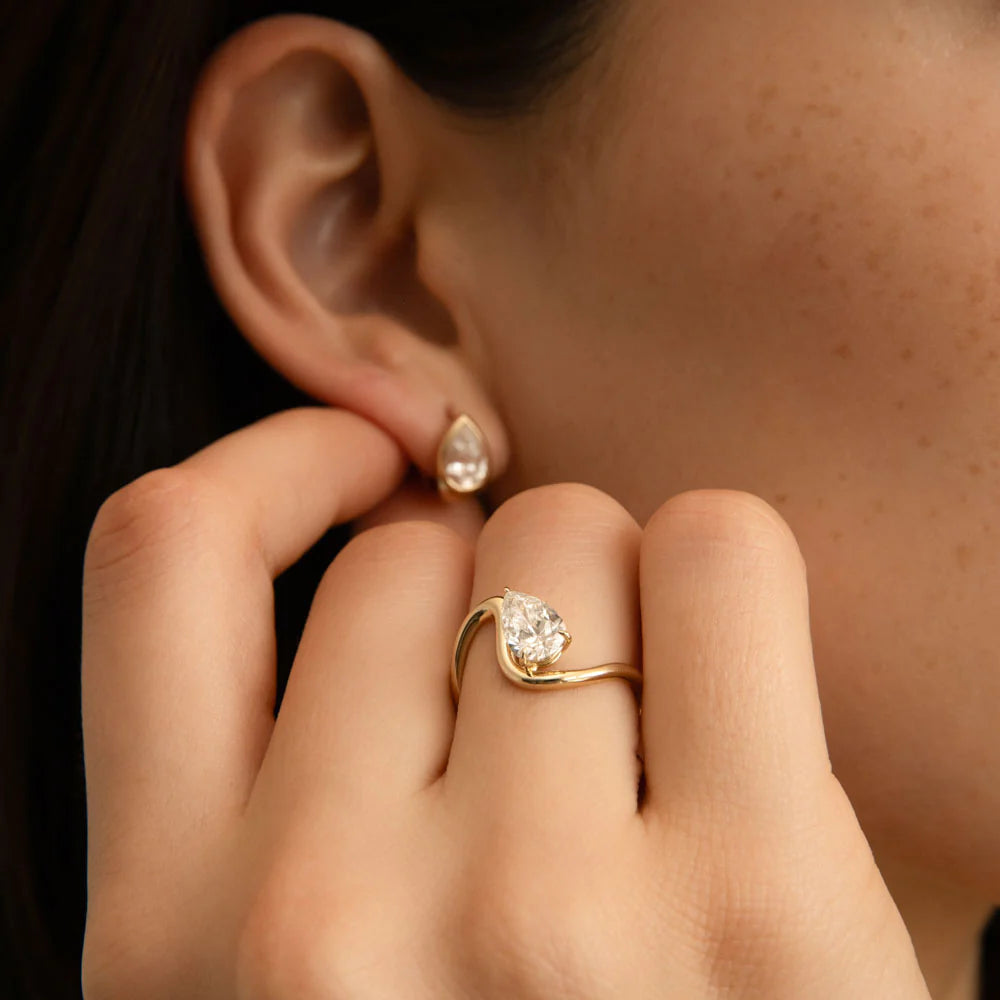 1.0CT Pear Lab Grown Diamond Bypass Engagement Ring