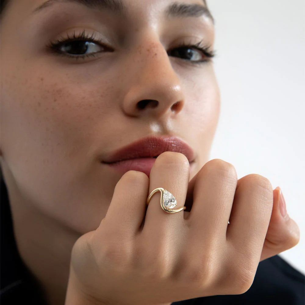 1.0CT Pear Lab Grown Diamond Bypass Engagement Ring