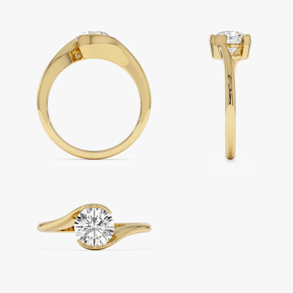 1.0CT Round Lab Grown Diamond Bypass Engagement Ring