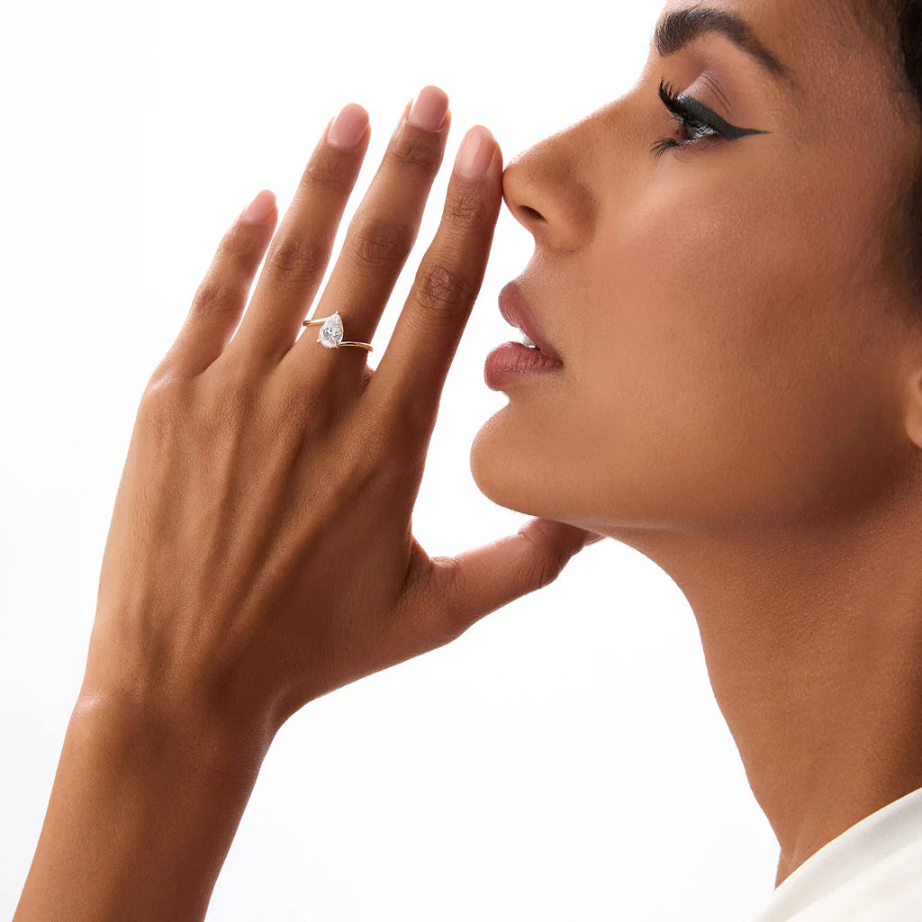 1.0CT Pear Lab Grown Diamond Bypass Engagement Ring