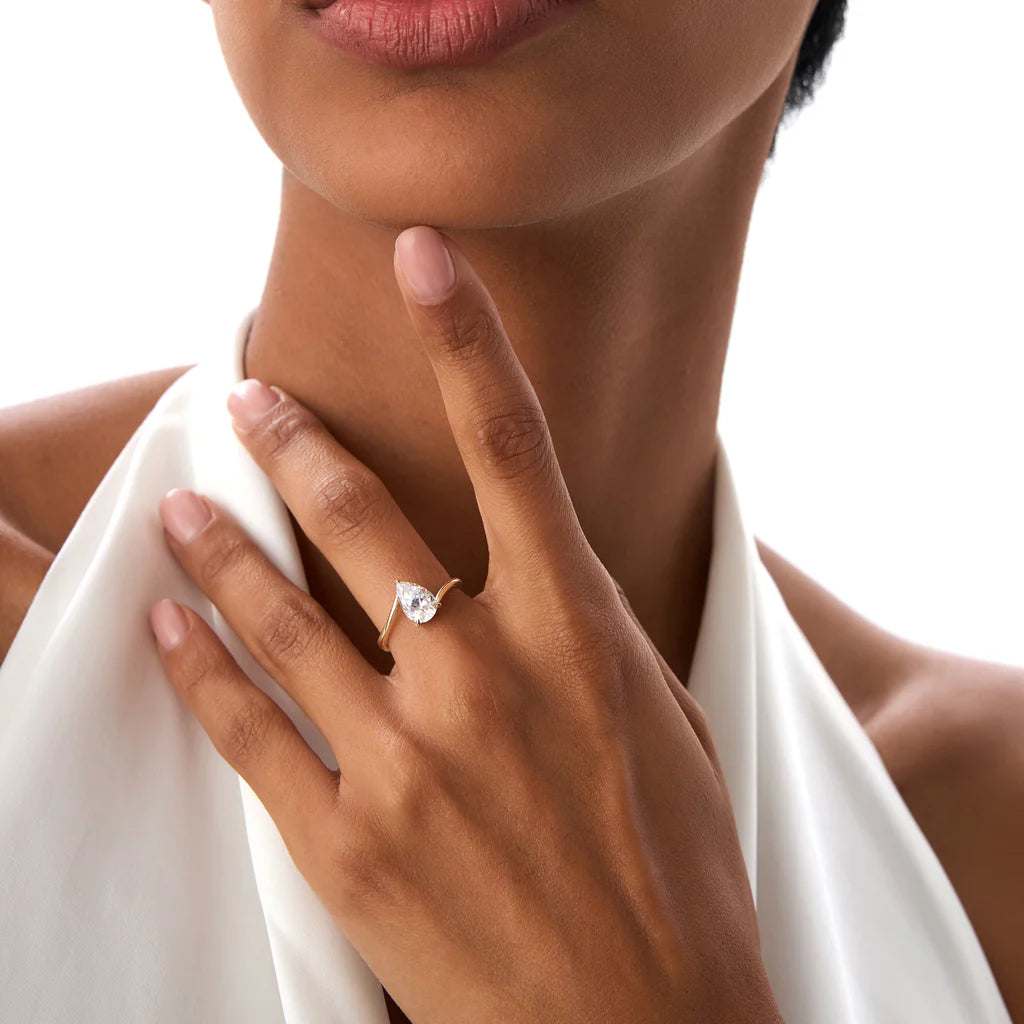1.0CT Pear Lab Grown Diamond Bypass Engagement Ring