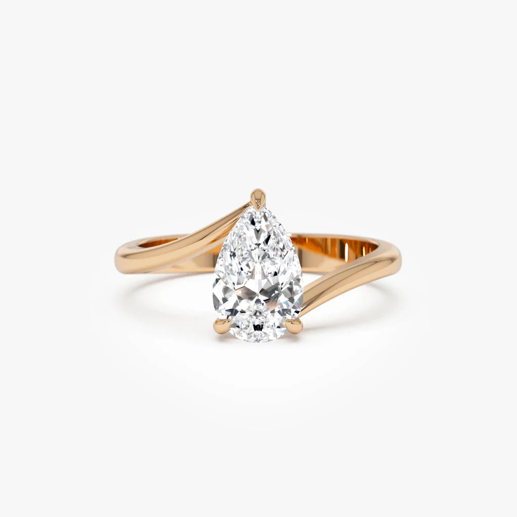1.0CT Pear Lab Grown Diamond Bypass Engagement Ring