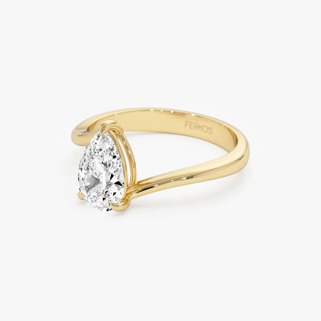 1.0CT Pear Lab Grown Diamond Bypass Engagement Ring