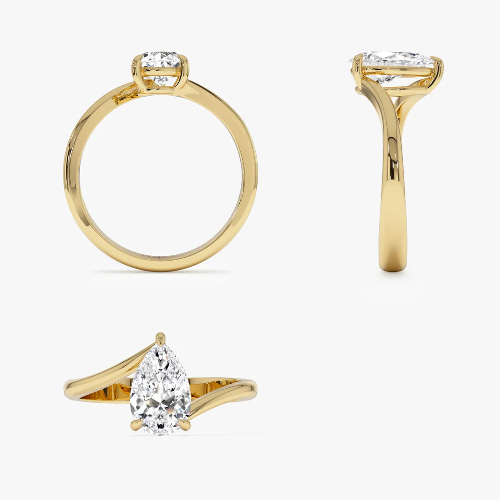 1.0CT Pear Lab Grown Diamond Bypass Engagement Ring