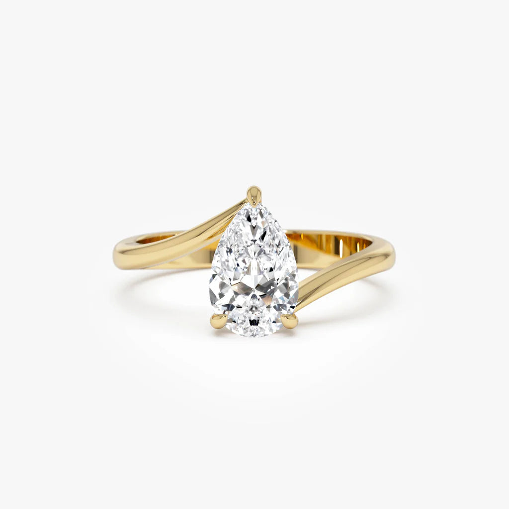 1.0CT Pear Lab Grown Diamond Bypass Engagement Ring