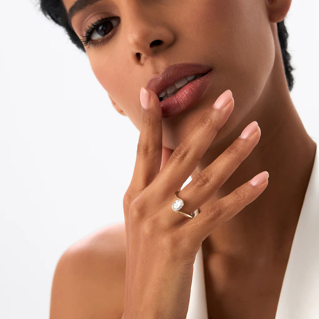 1.0CT Oval Lab Grown Diamond Bypass Engagement Ring