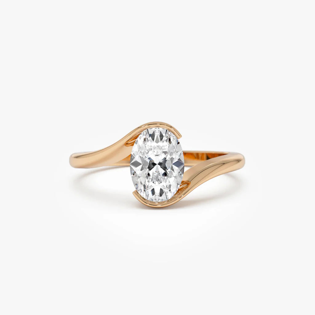 1.0CT Oval Lab Grown Diamond Bypass Engagement Ring
