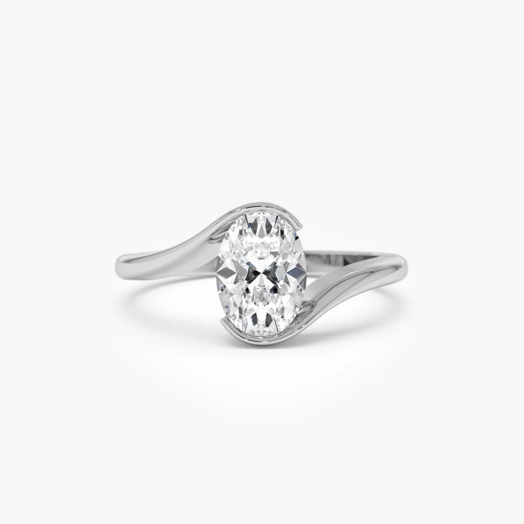1.0CT Oval Lab Grown Diamond Bypass Engagement Ring