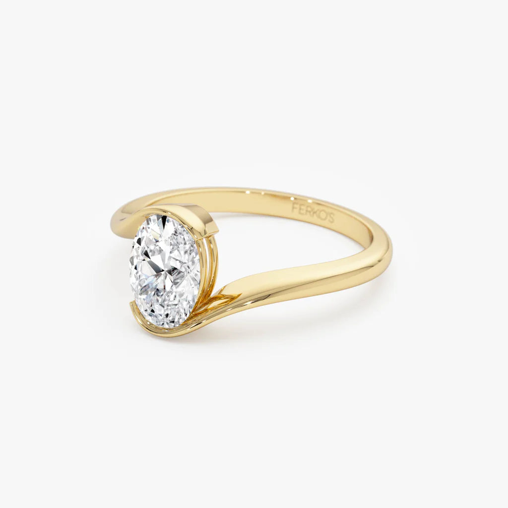 1.0CT Oval Lab Grown Diamond Bypass Engagement Ring