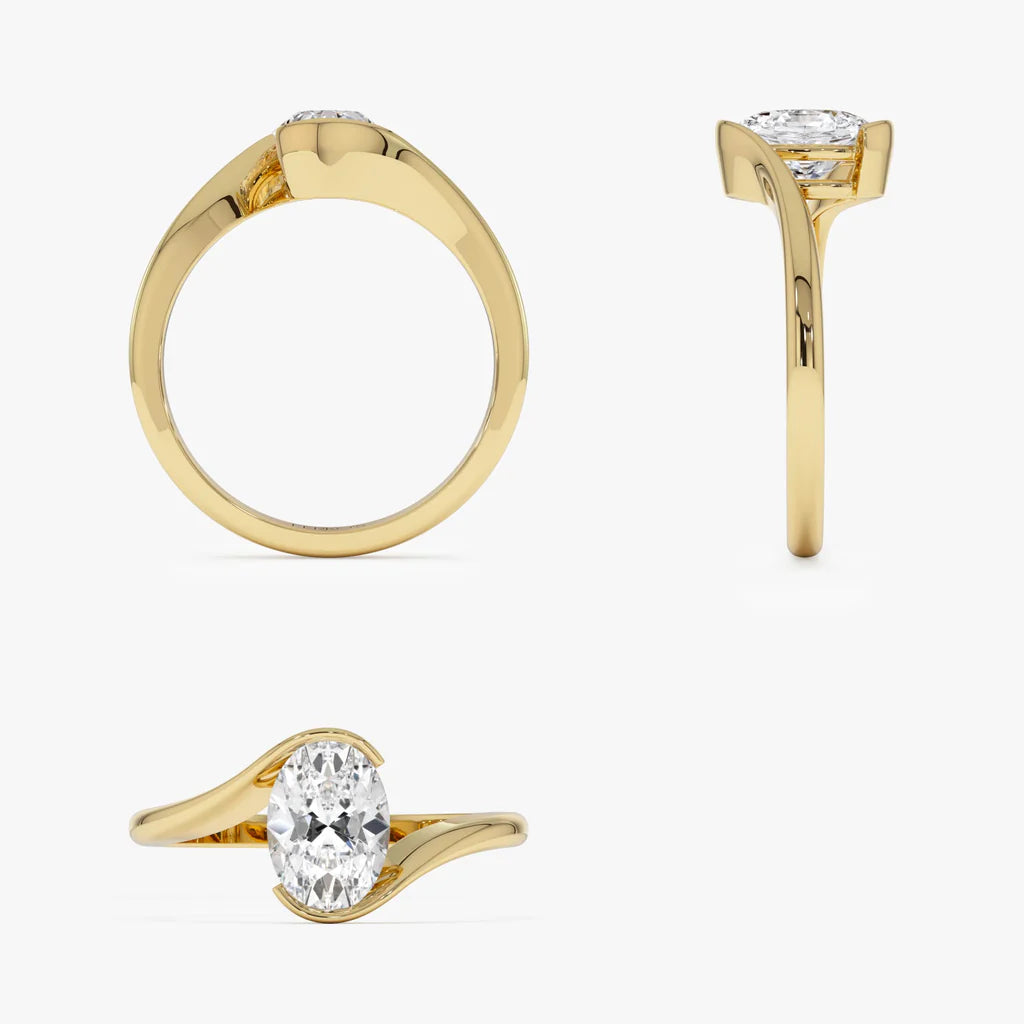 1.0CT Oval Lab Grown Diamond Bypass Engagement Ring