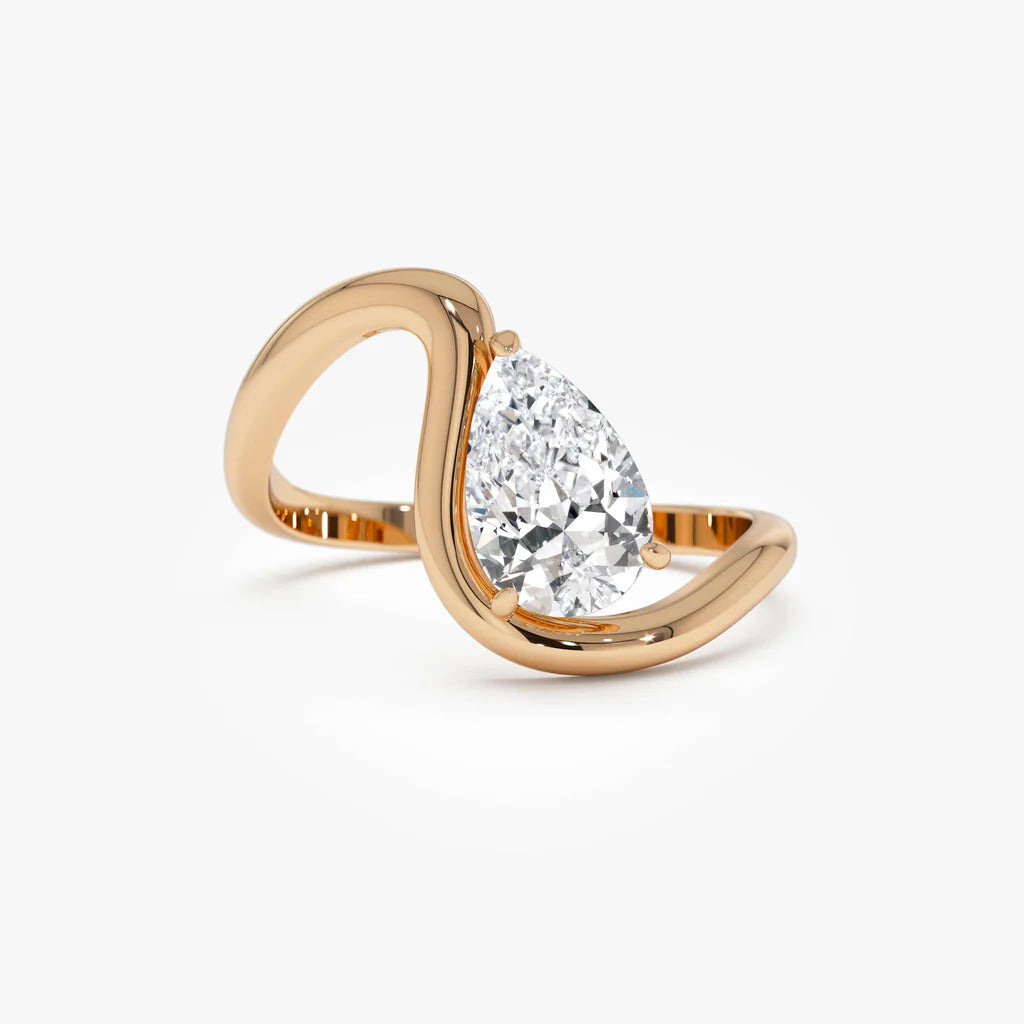 1.0CT Pear Lab Grown Diamond Bypass Engagement Ring