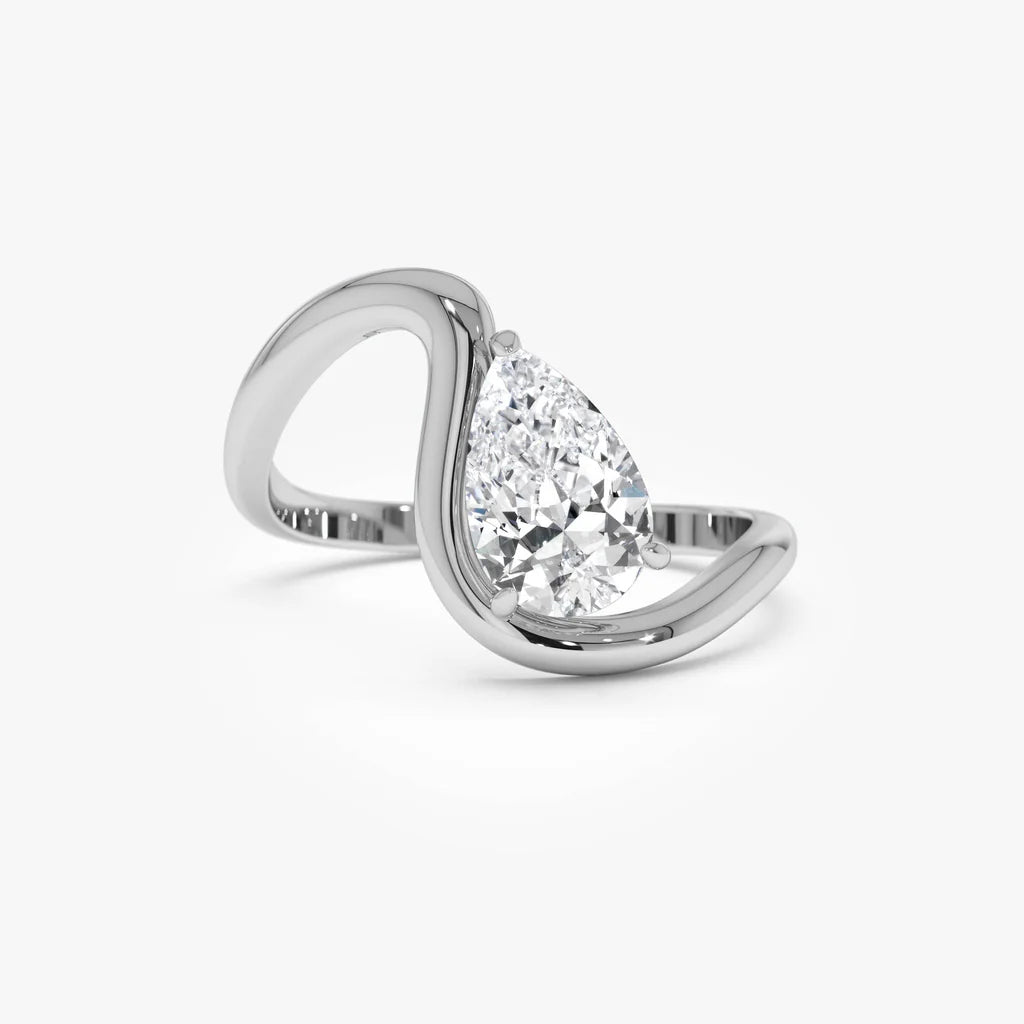 1.0CT Pear Lab Grown Diamond Bypass Engagement Ring