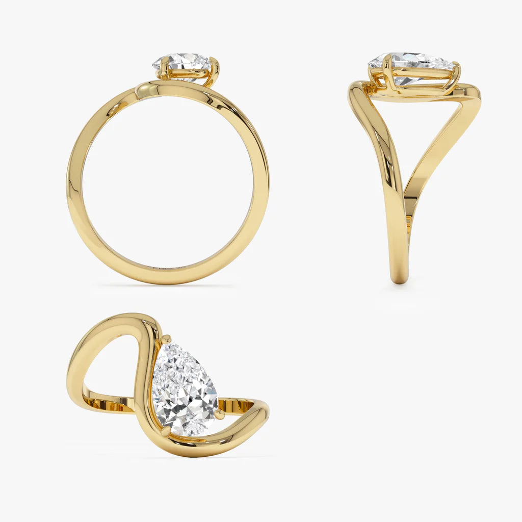 1.0CT Pear Lab Grown Diamond Bypass Engagement Ring